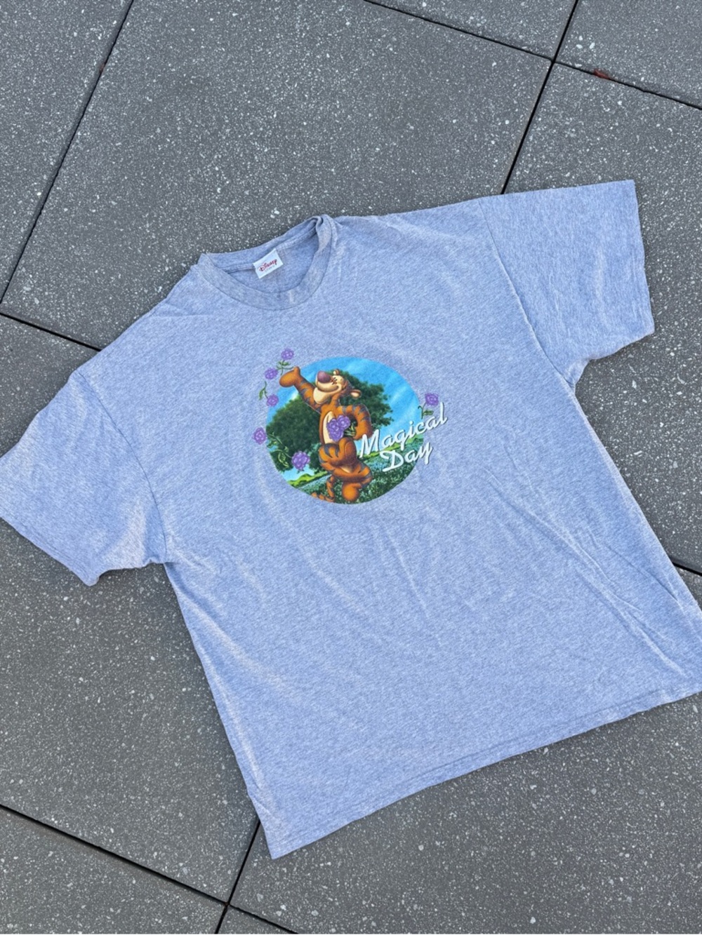 Vintage 90s Disney Tigger nature flowers graphic tee shirt